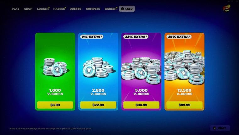 Fortnite V-Bucks Paketlerine Gizli Zam